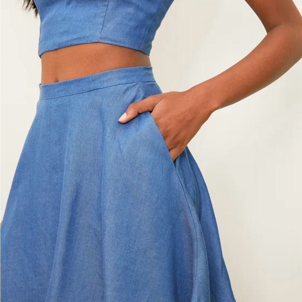 NWT Lulu’s Accompany Me Blue Chambray Two-Piece Dress - Picture 5 of 16